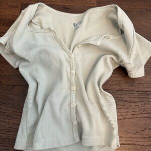 Pastel green brandy Melville button up t-shirt